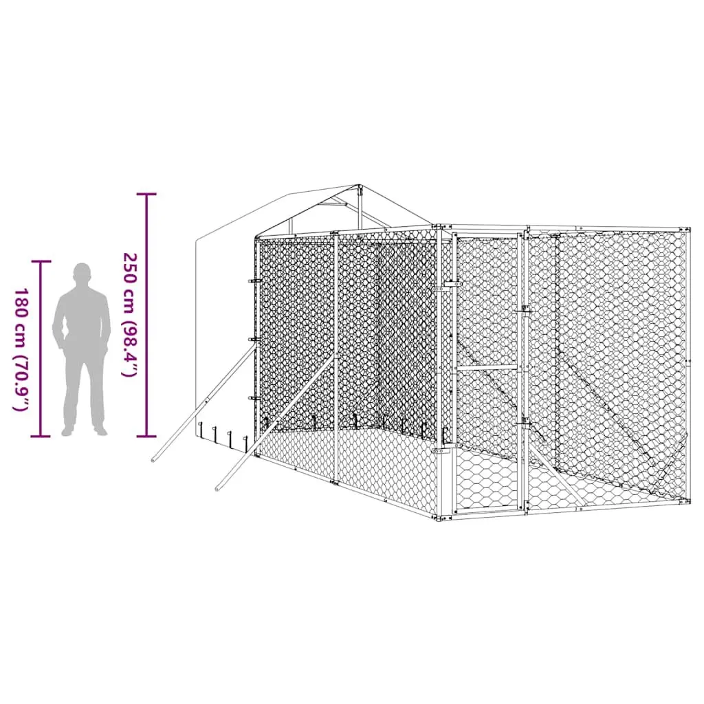 Outdoor Dog Kennel for Dogs 2x6x2.5m Galvanised Steel Cage Run Enclosure