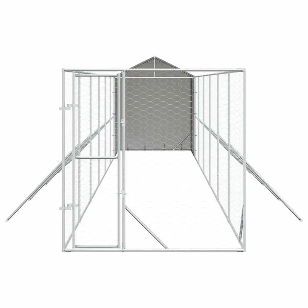 Outdoor Dog Kennel for Dogs 2 x 14 x 2.5 m Silver Galvanised Steel Enclosure