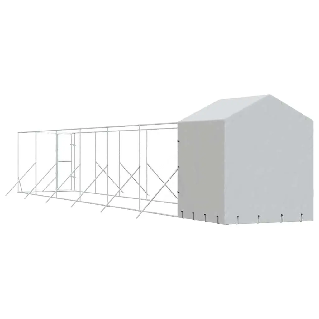 Outdoor Dog Kennel for Dogs 2 x 14 x 2.5 m Silver Galvanised Steel Enclosure