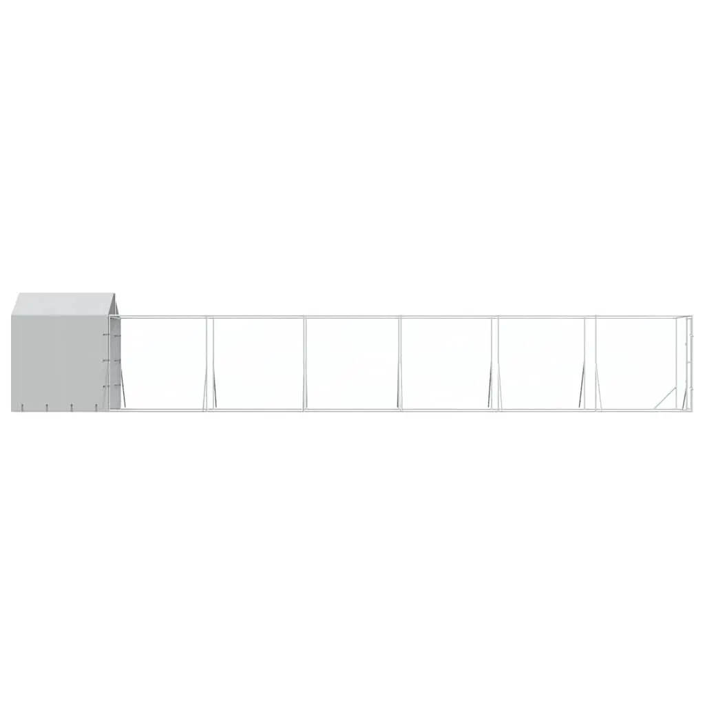 Outdoor Dog Kennel for Dogs 2 x 14 x 2.5 m Silver Galvanised Steel Enclosure