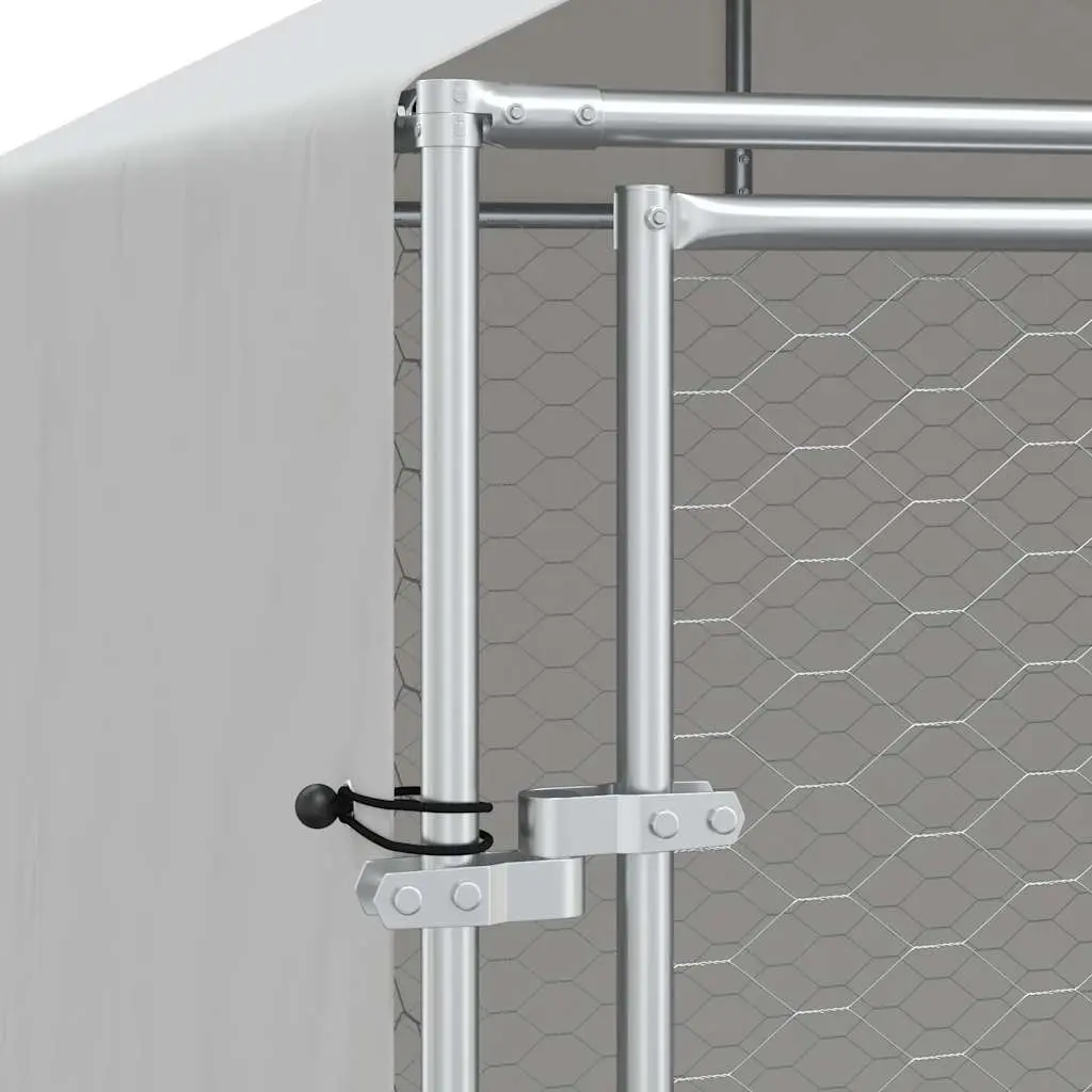 Outdoor Dog Kennel for Dogs 2 x 14 x 2.5 m Silver Galvanised Steel Enclosure