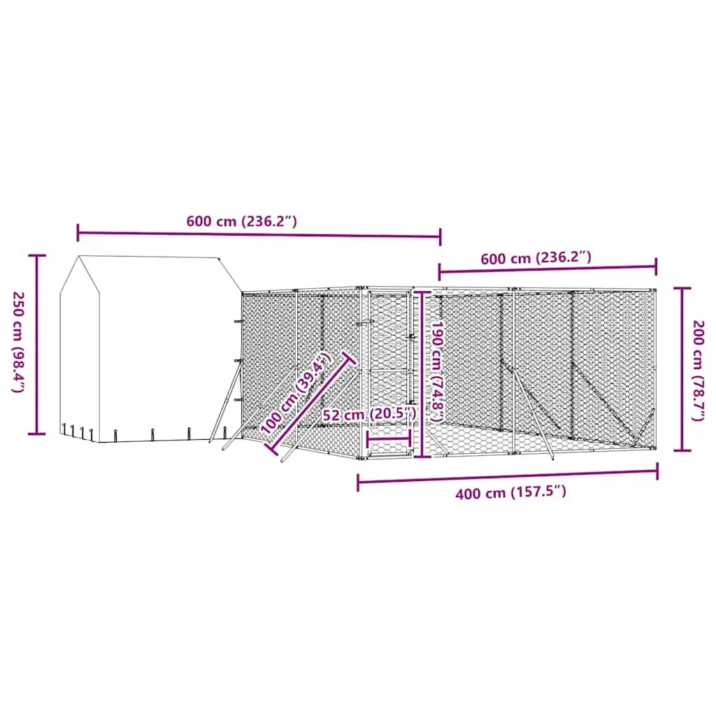 Outdoor Dog Kennel 6x6x2.5m