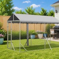 Spacious Galvanised Steel Outdoor Dog Kennel Dimensions