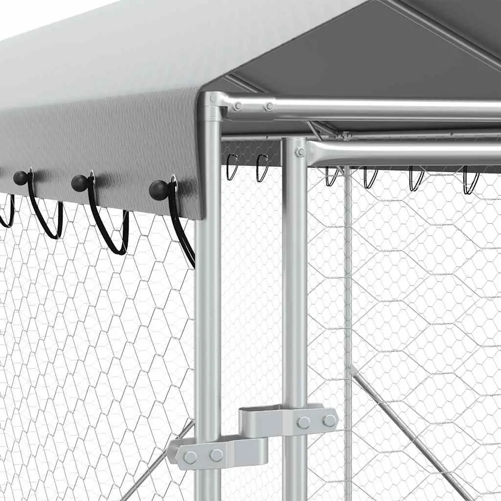 Dog Kennel Outdoor Large Galvanised Steel Silver