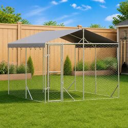 3 x 3 x 2.5 m Dog Run Enclosure with Roof and Lockable Door