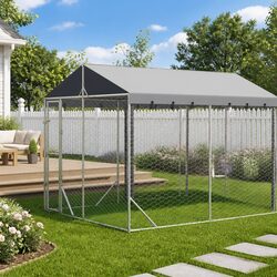 Outdoor Dog Kennel Specifications: 3x7.5x2.5m Silver Enclosure