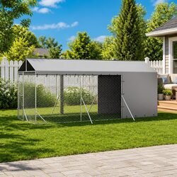 Dimensions and Specs of Outdoor Dog Kennel 2x6x2.5 m Silver