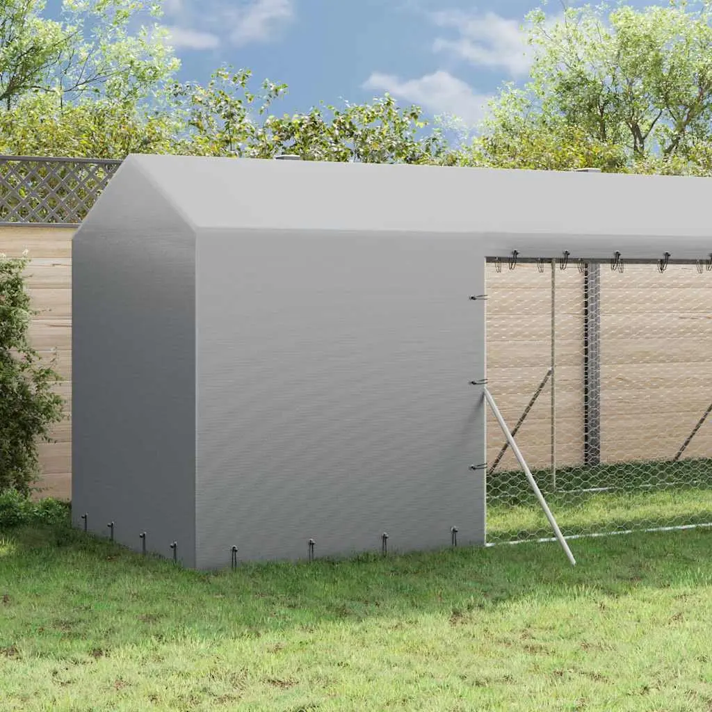 Outdoor Dog Kennel Silver 2x10x2.5m Galvanised Steel Enclosure Run