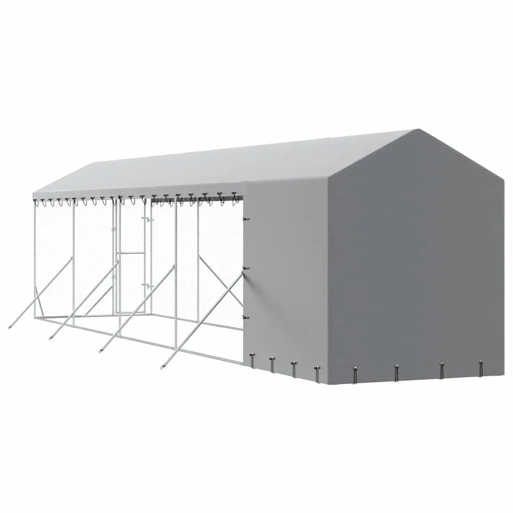 Outdoor Dog Kennel Silver 2x10x2.5m Galvanised Steel Enclosure Run