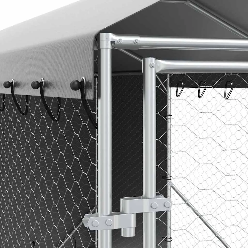 Outdoor Dog Kennel Silver 2x10x2.5m Galvanised Steel Enclosure Run