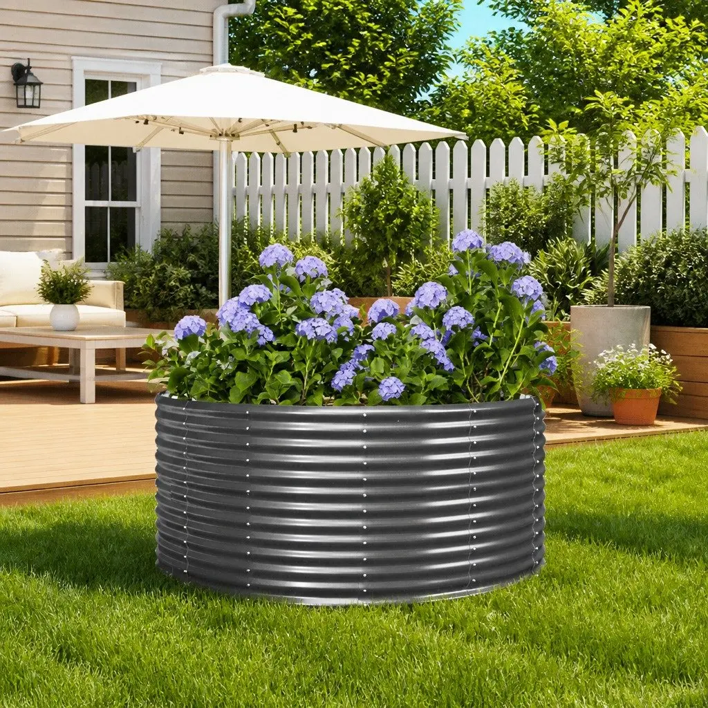 Grey Raised Garden Bed 140x140x68 cm