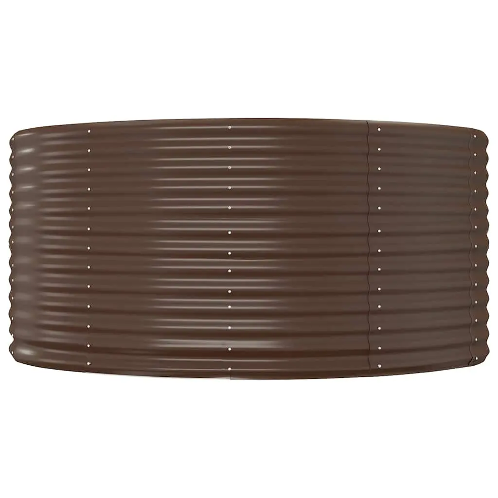 Garden Raised Bed 140x140x68cm Brown Outdoor Planter Galvanised Steel Frame