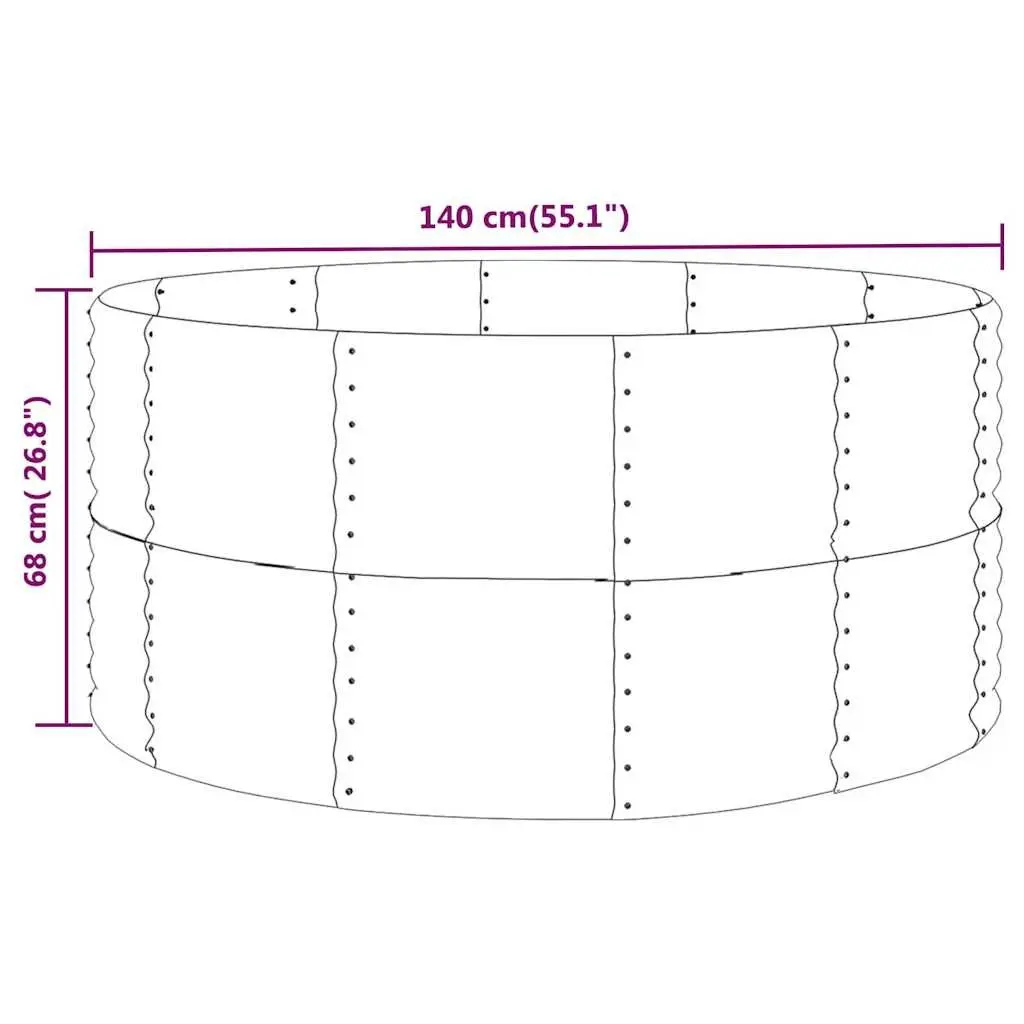 Garden Raised Bed 140x140x68cm Brown Outdoor Planter Galvanised Steel Frame