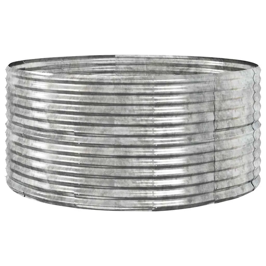 Raised Garden Bed Planter Box Outdoor Silver Galvanised Steel 140 x 140 x 68 cm