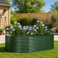 Raised Garden Bed Specifications: 212x140x68cm Green Steel