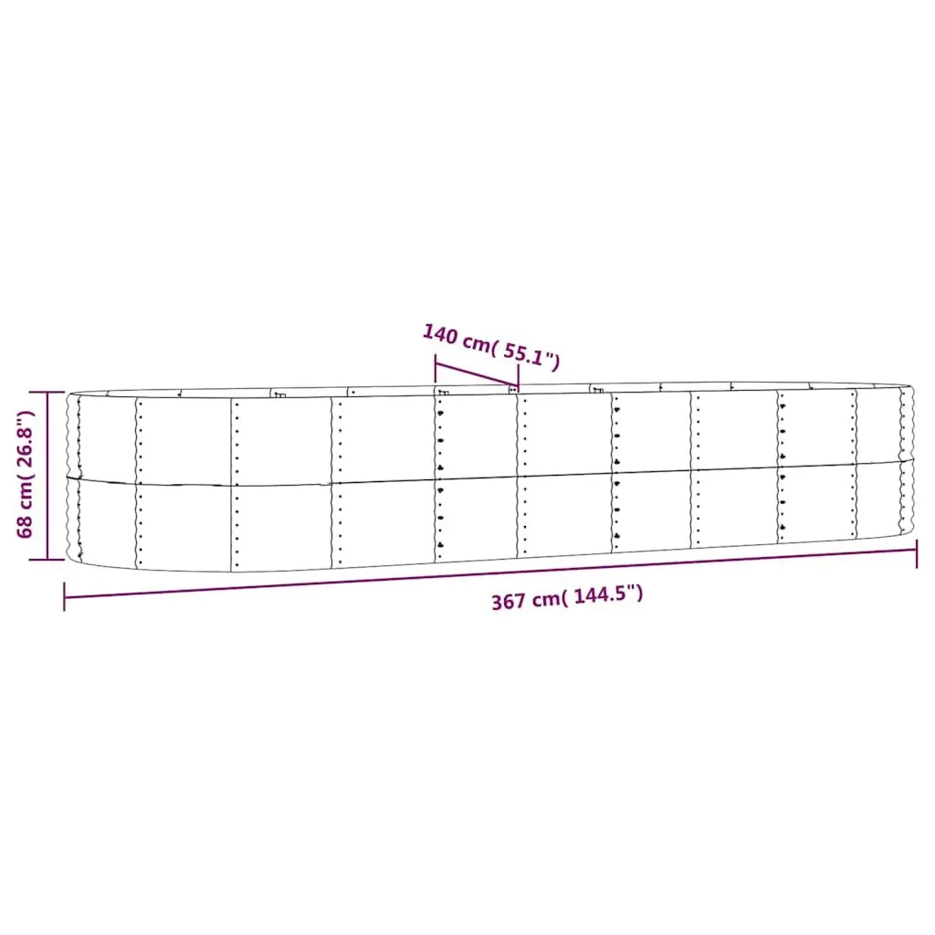 Grey Galvanised Steel Raised Bed Planter