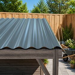 Metal Roof Panels Set of 12 Galvanised Steel Grey 60x36cm