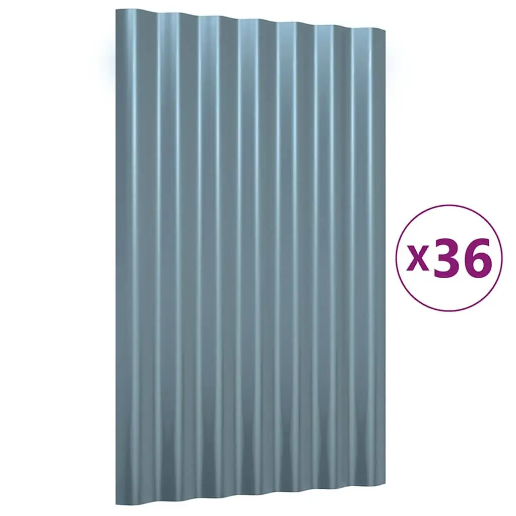 Metal Roof Panels 36 pcs Grey Corrugated Sheets