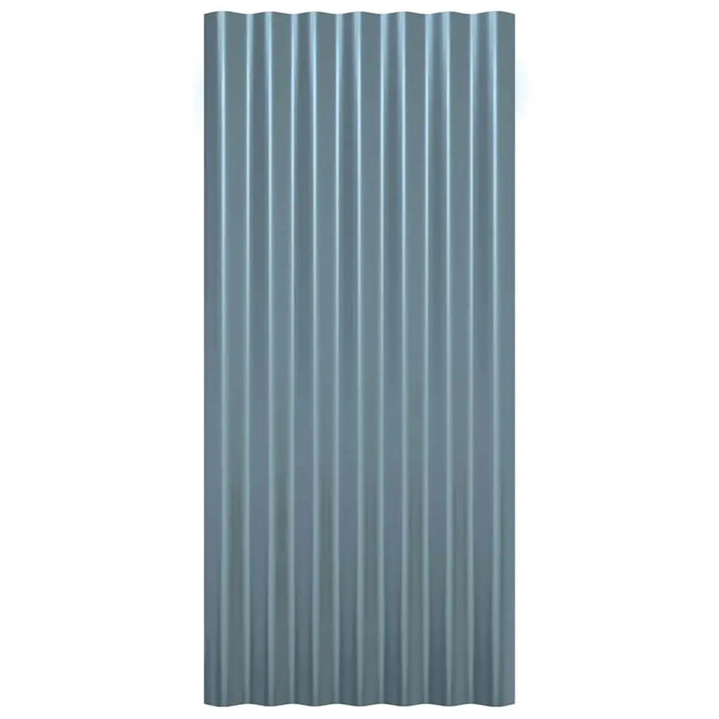 Metal Roof Panels for Outdoor Structures 80x36 cm Galvanised Steel Grey Corrugated 12 Pieces