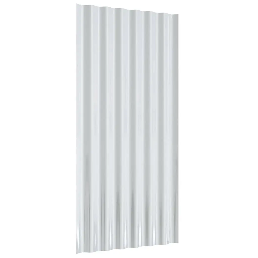 Metal Roof Panels for Outdoor Structures 80x36 cm Galvanised Steel Grey Corrugated 12 Pieces