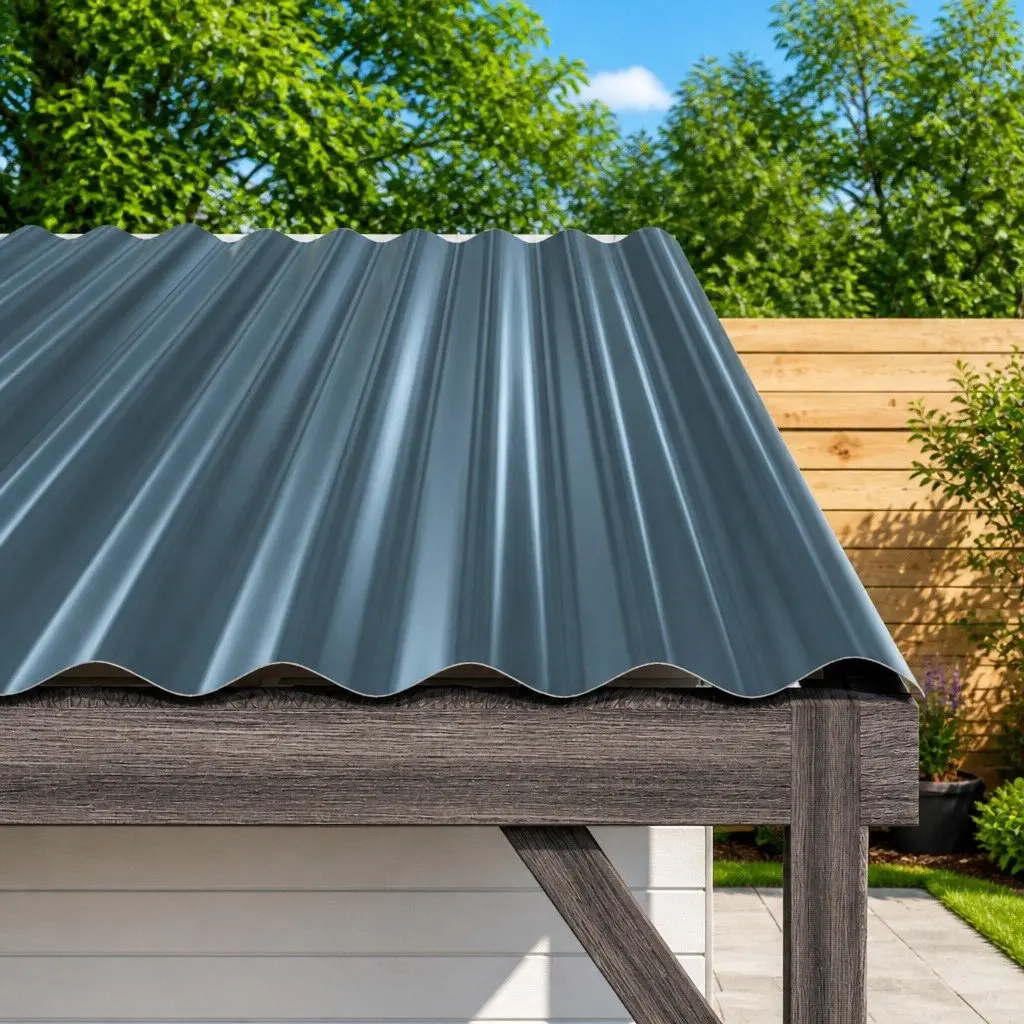 Metal Roof Panels 36 Pieces Grey Corrugated Ribbed Sheets Outdoor Roofing