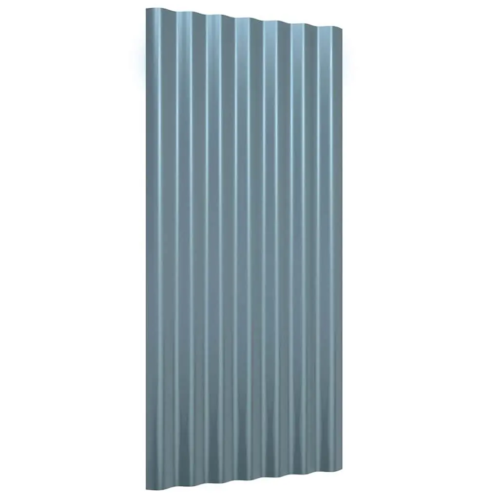 Metal Roof Panels 36 Pieces Grey Corrugated Ribbed Sheets Outdoor Roofing