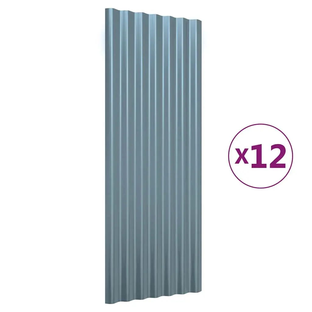 Metal Roof Panels for Shed Garage 100x36cm 12 Piece Grey