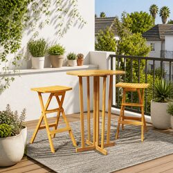 Folding Bar Table Dimensions: 90x65x105 cm - Teak Wood
