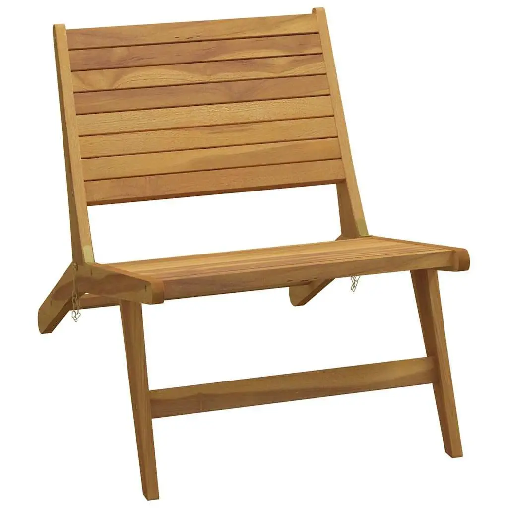 Outdoor Garden Chair Solid Wood Teak Foldable Backrest Patio Seating Brown