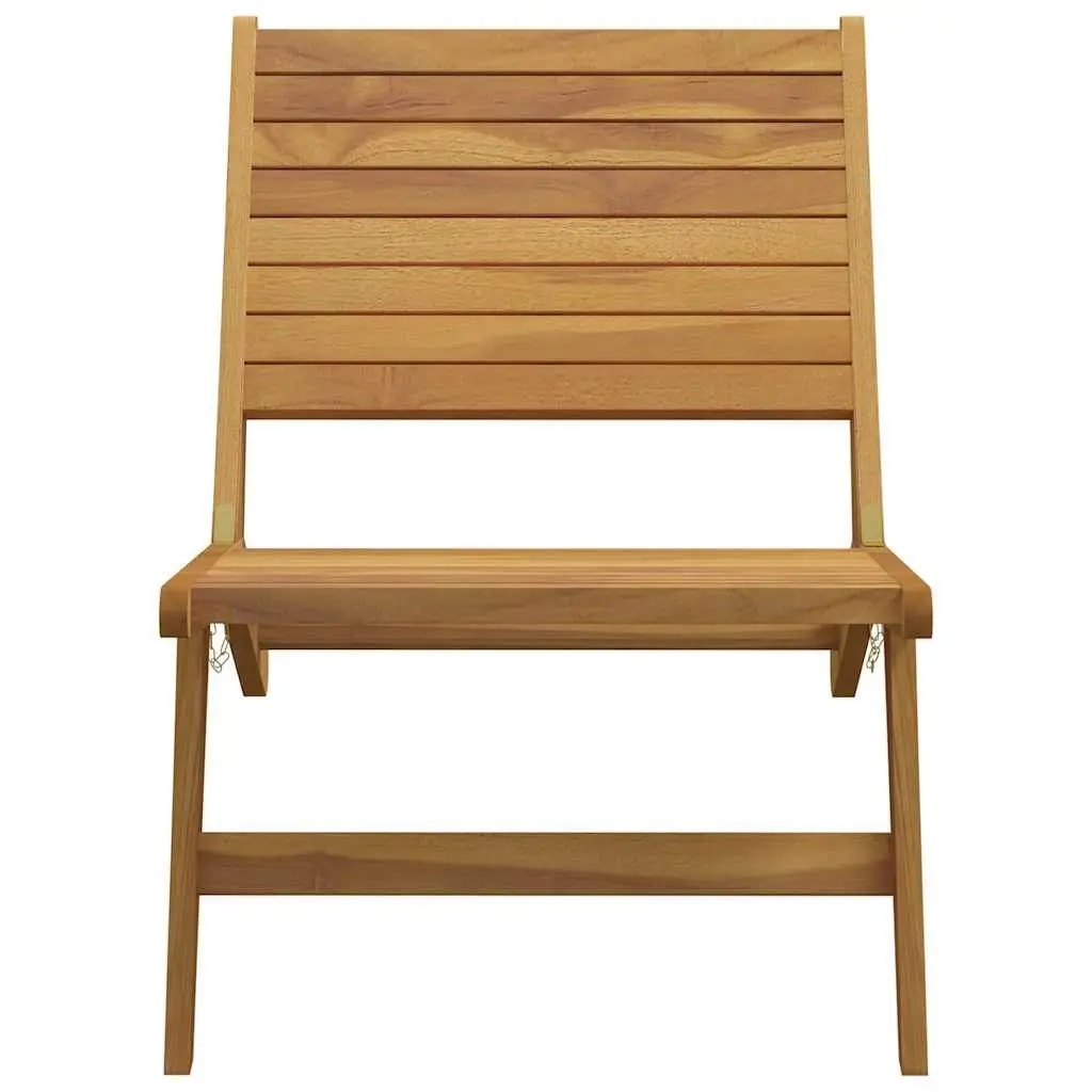 Outdoor Garden Chair Solid Wood Teak Foldable Backrest Patio Seating Brown