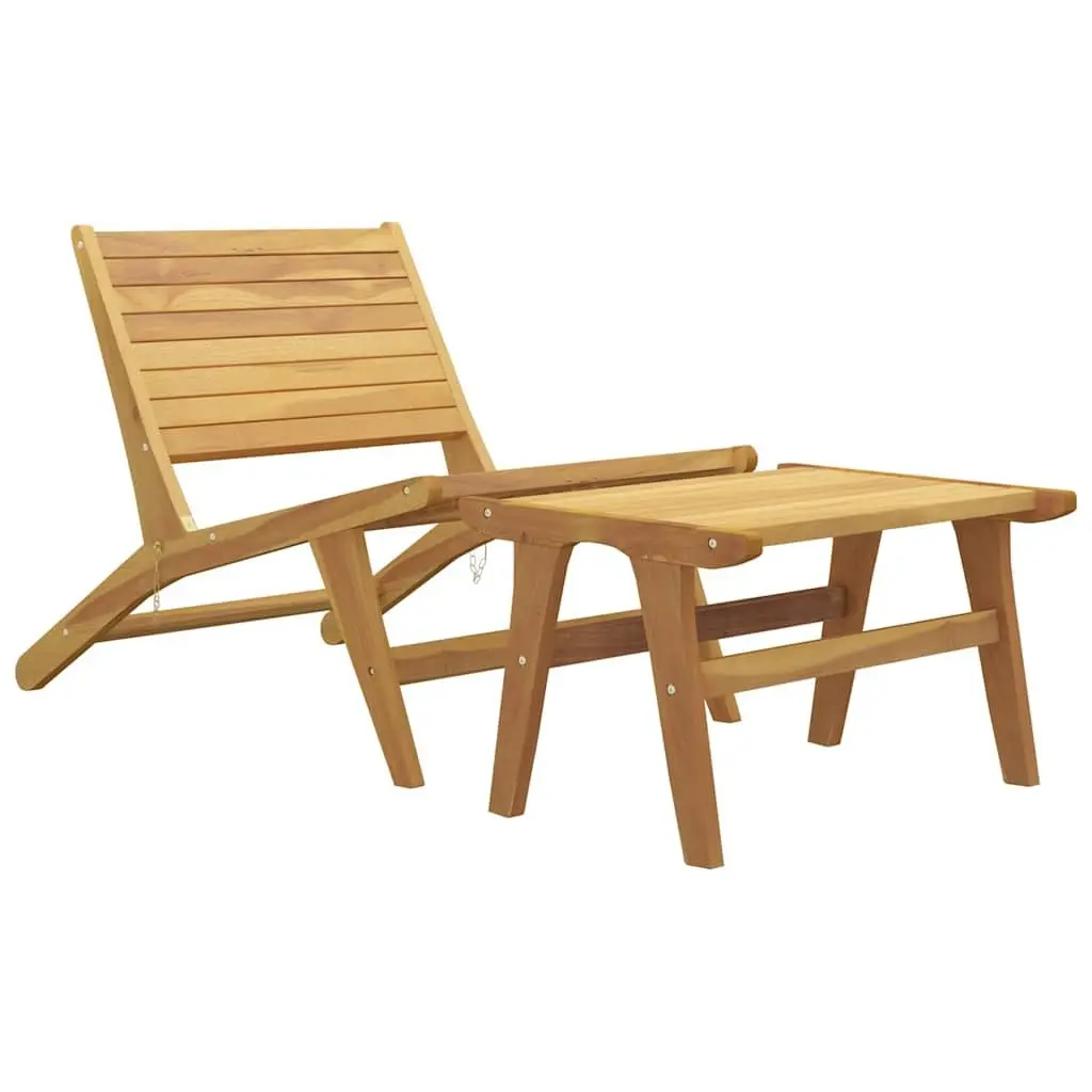 Garden Chair with Footrest Outdoor Patio Furniture Solid Teak Wood Foldable