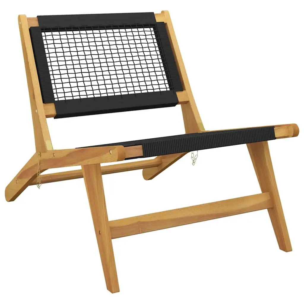 Garden Chair with Footrest Solid Teak Wood Outdoor Patio Seating Foldable Design