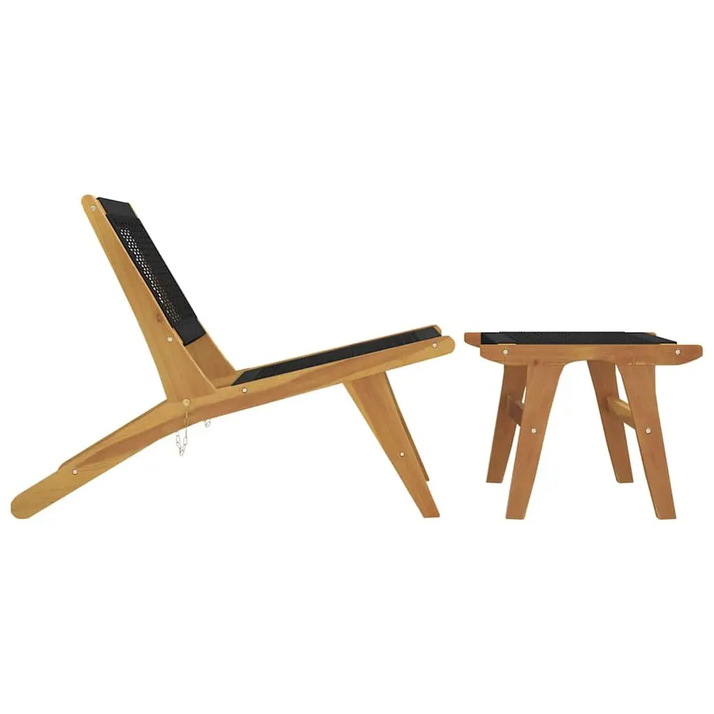 Garden Chair with Footrest Solid Teak Wood Outdoor Patio Seating Foldable Design