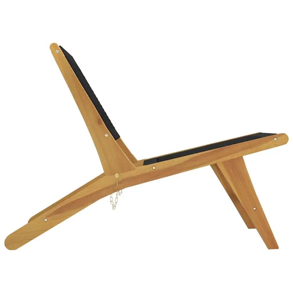 Garden Chair with Footrest Solid Teak Wood Outdoor Patio Seating Foldable Design