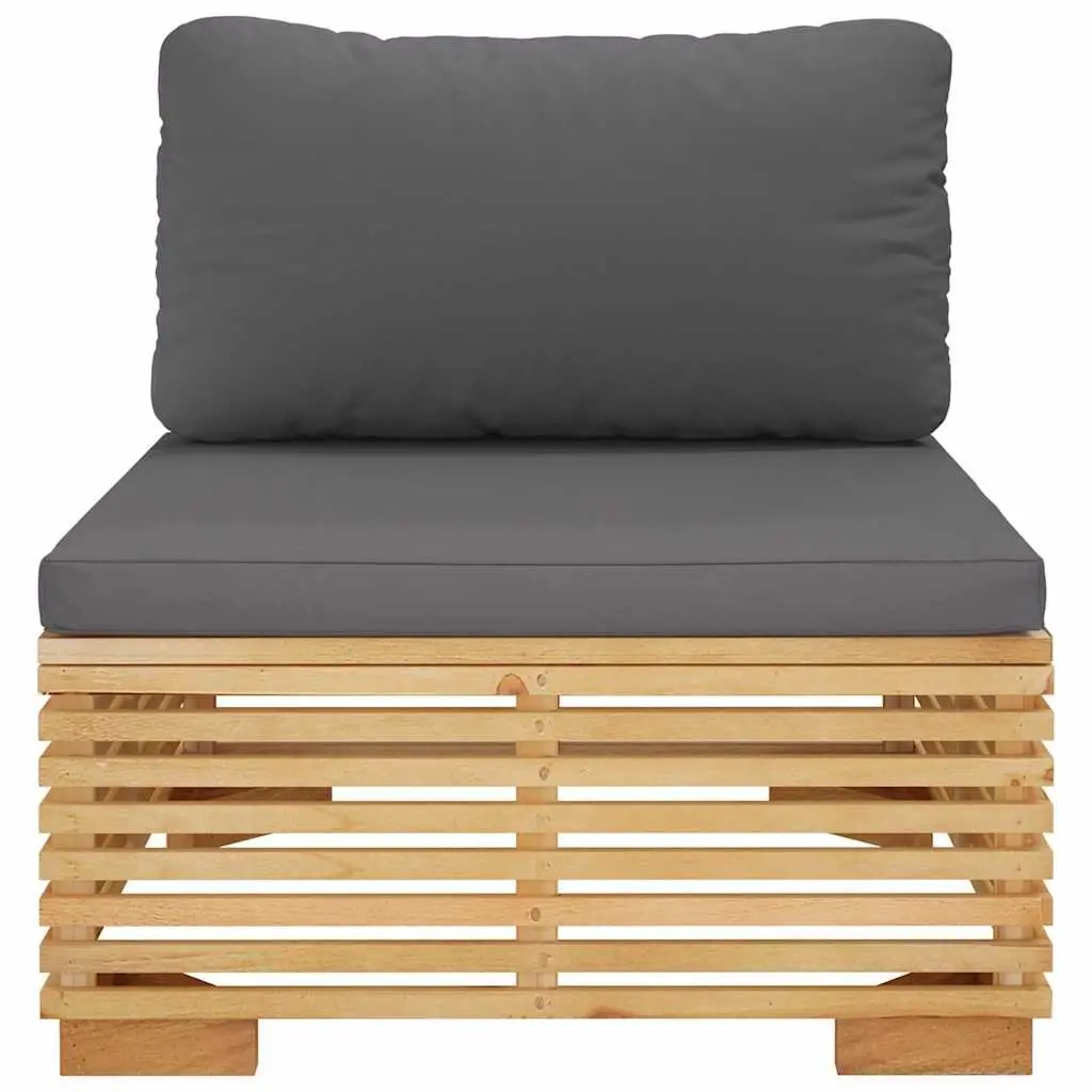 Middle Sofa Section with Solid Teak Frame and Grey Cushions