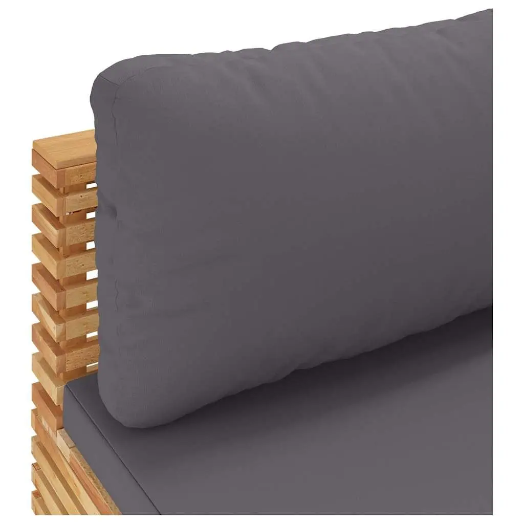 Middle Sofa Section with Solid Teak Frame and Grey Cushions
