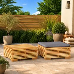 Two-Piece Outdoor Sectional Sofa Set with Teak Frame