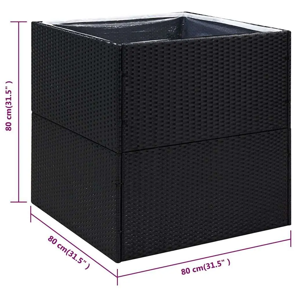 Black Garden Planter Box 80x80x80 cm