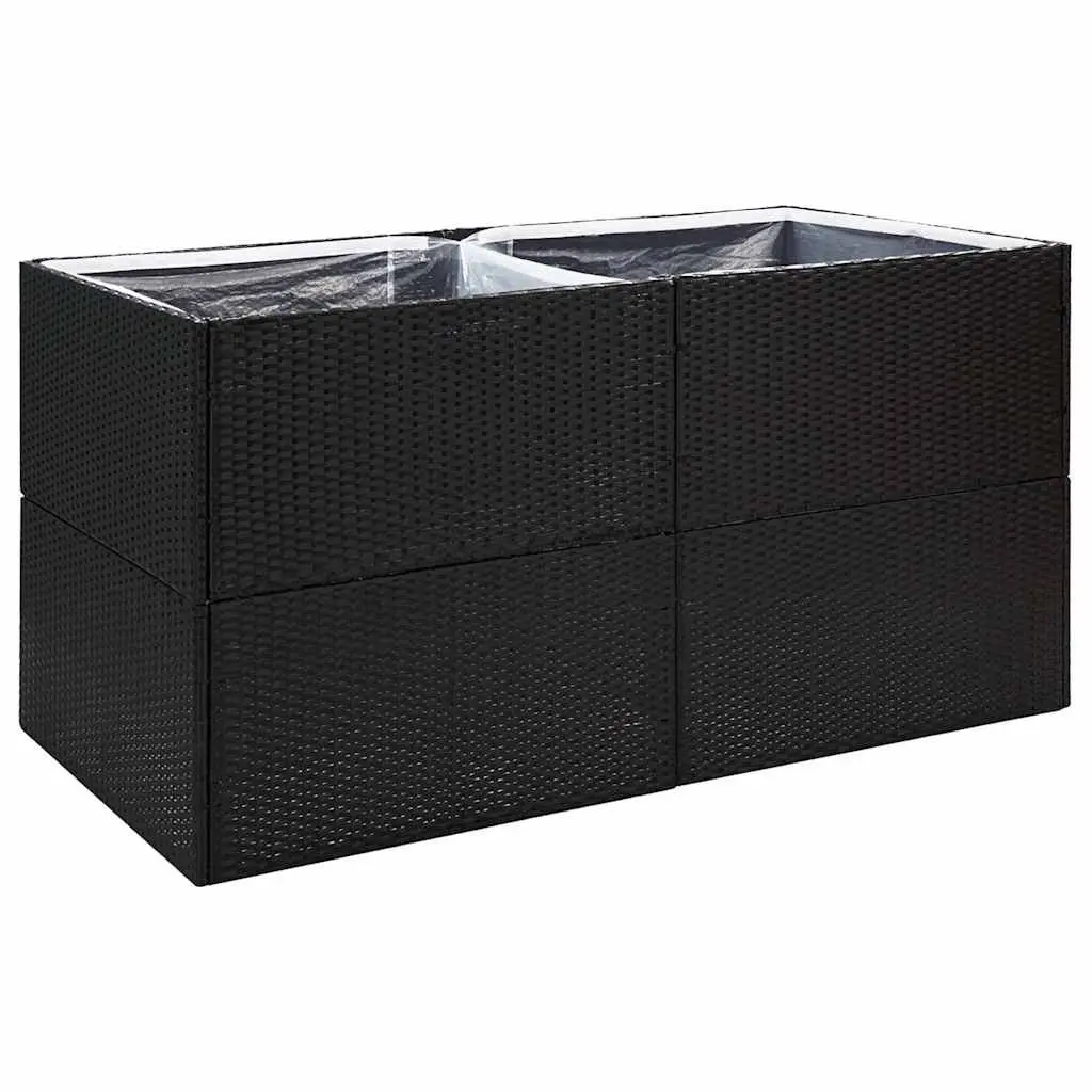 Garden Planter Box Black 157x80x80cm Outdoor Flower Bed Poly Rattan Patio