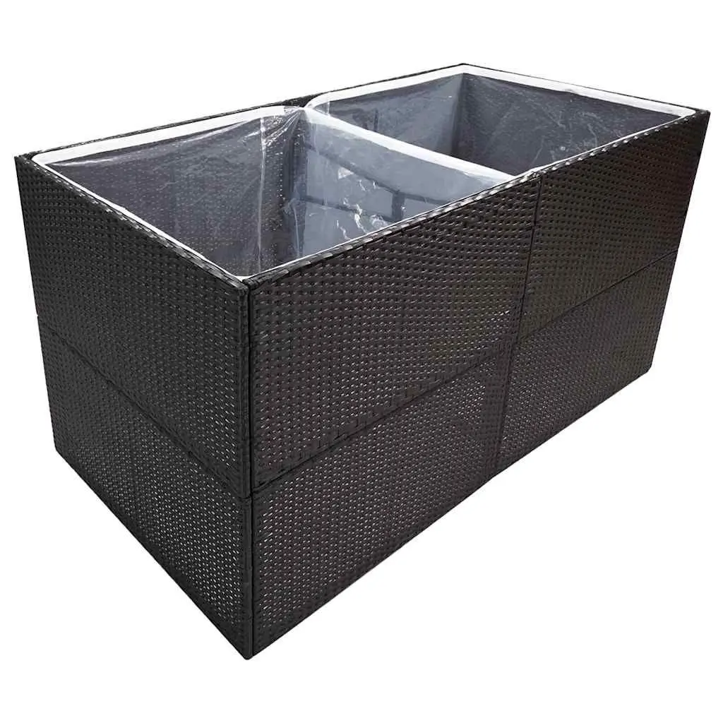 Garden Planter Box Black 157x80x80cm Outdoor Flower Bed Poly Rattan Patio