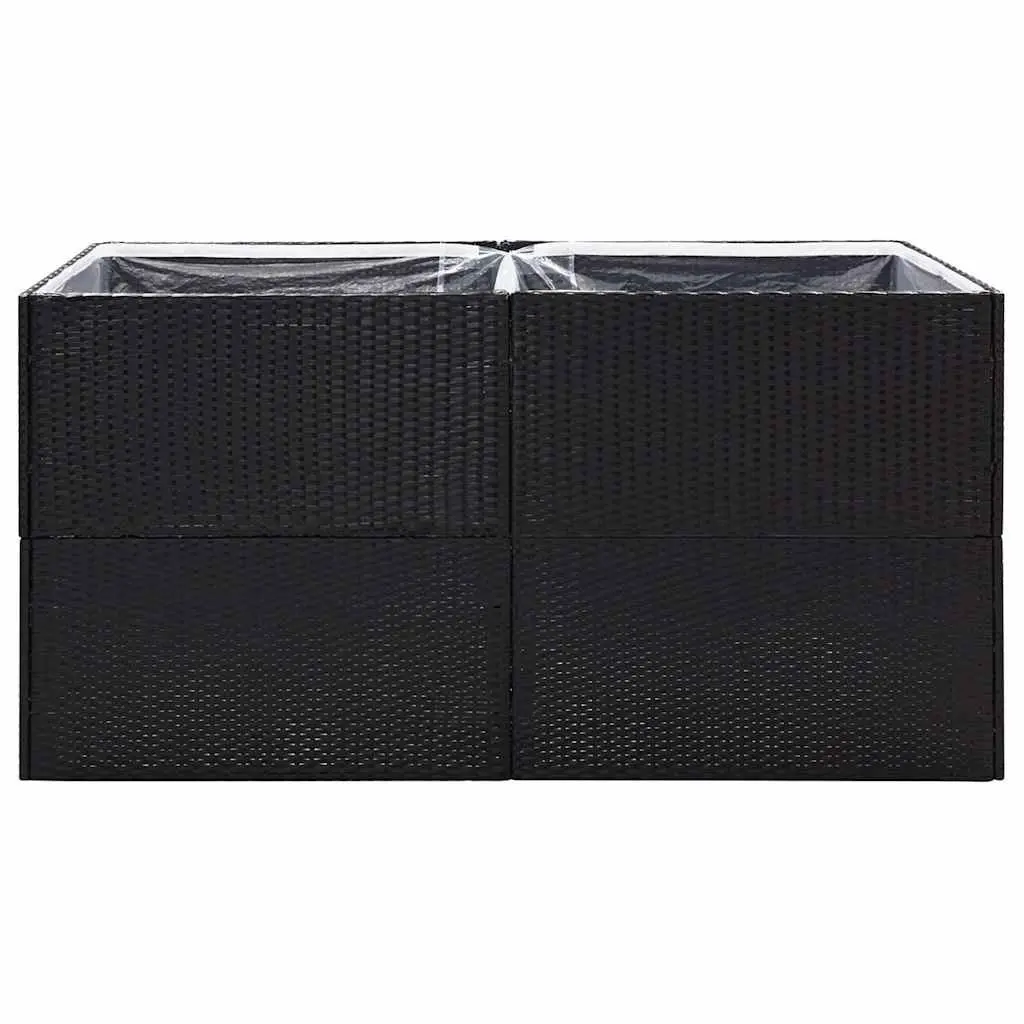 Garden Planter Box Black 157x80x80cm Outdoor Flower Bed Poly Rattan Patio