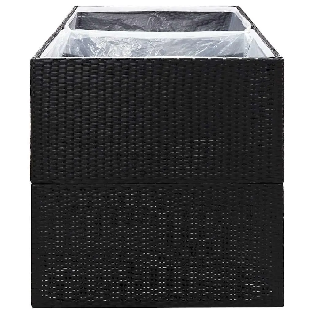 Garden Planter Box Black 157x80x80cm Outdoor Flower Bed Poly Rattan Patio