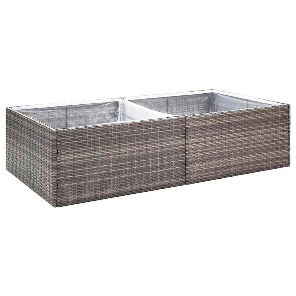 Garden Planter Box Outdoor Grey Poly Rattan Raised Bed 157L x 80W x 40H cm
