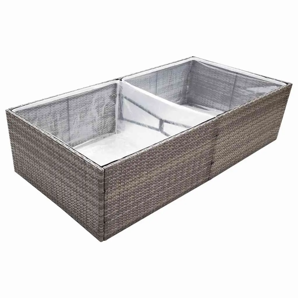 Garden Planter Box Outdoor Grey Poly Rattan Raised Bed 157L x 80W x 40H cm