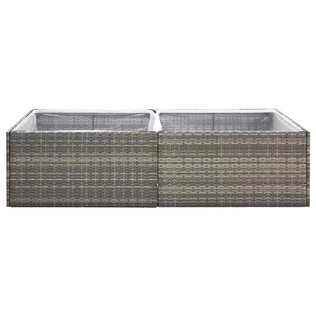 Garden Planter Box Outdoor Grey Poly Rattan Raised Bed 157L x 80W x 40H cm