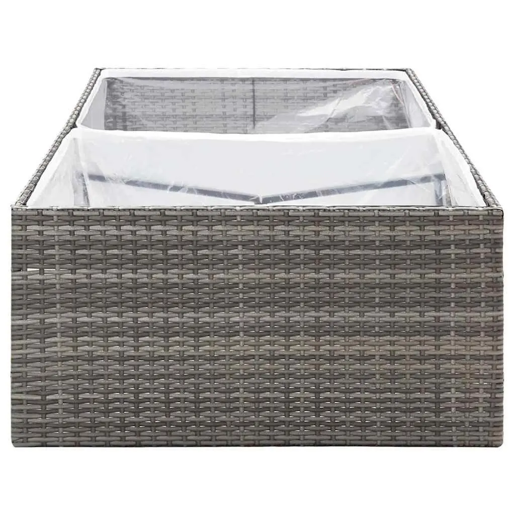Garden Planter Box Outdoor Grey Poly Rattan Raised Bed 157L x 80W x 40H cm