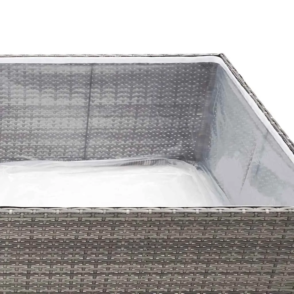 Garden Planter Box Outdoor Grey Poly Rattan Raised Bed 157L x 80W x 40H cm