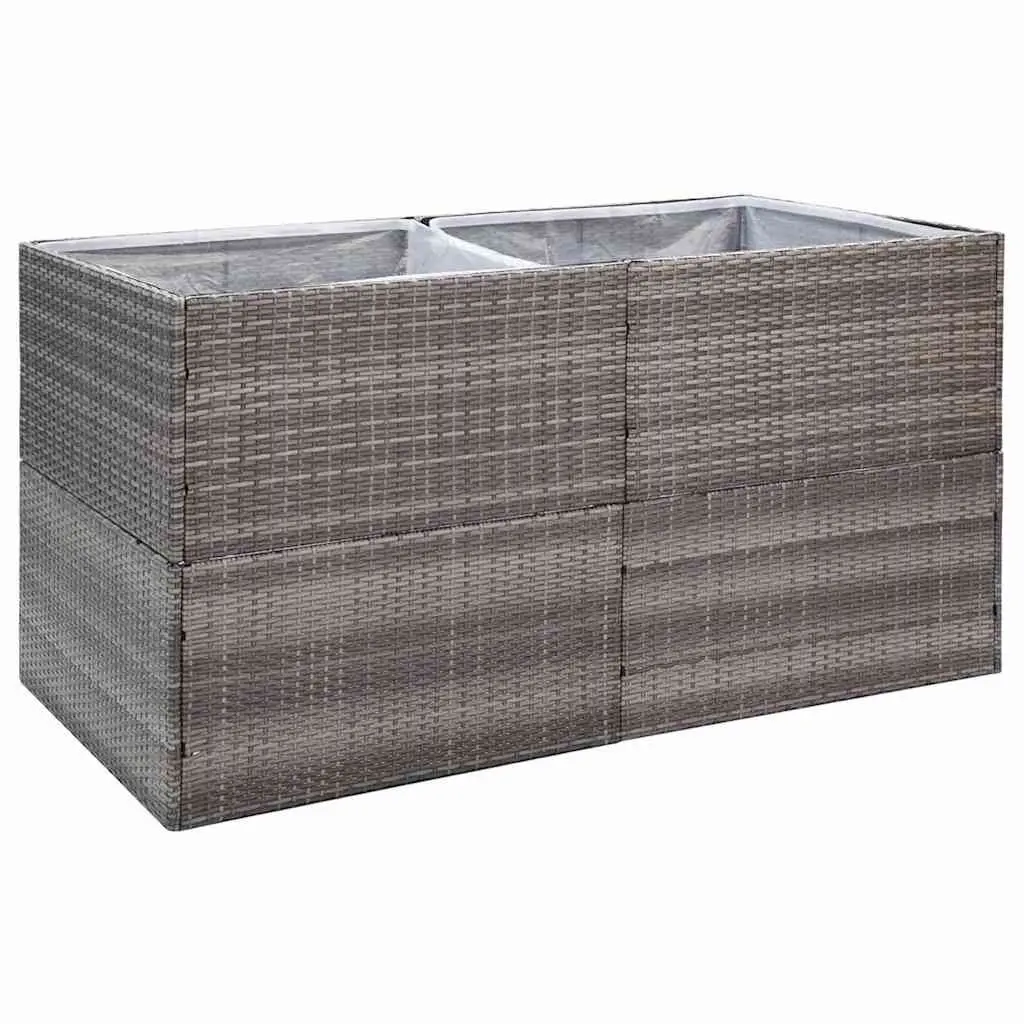 Garden Planter Box Outdoor Patio Grey Poly Rattan 157x80x80cm