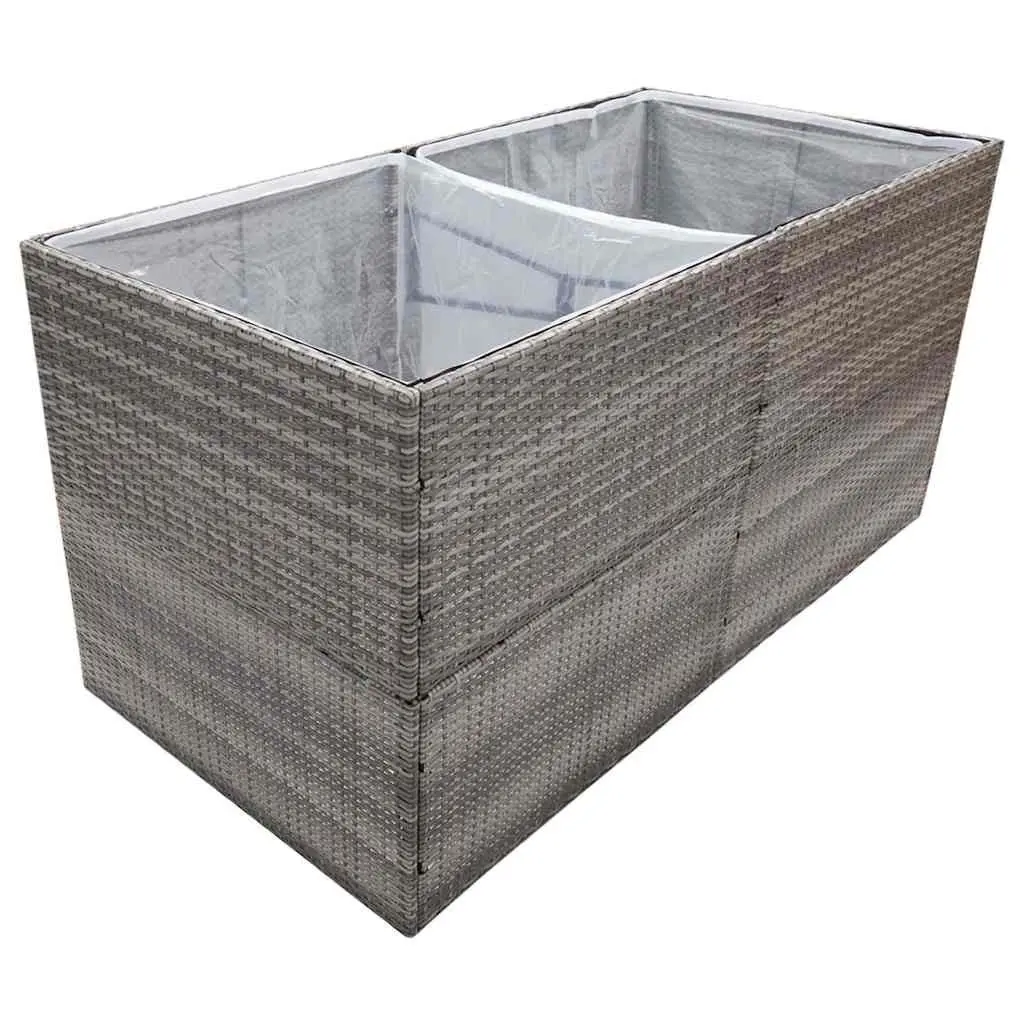Garden Planter Box Outdoor Patio Grey Poly Rattan 157x80x80cm