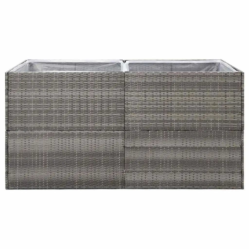 Garden Planter Box Outdoor Patio Grey Poly Rattan 157x80x80cm